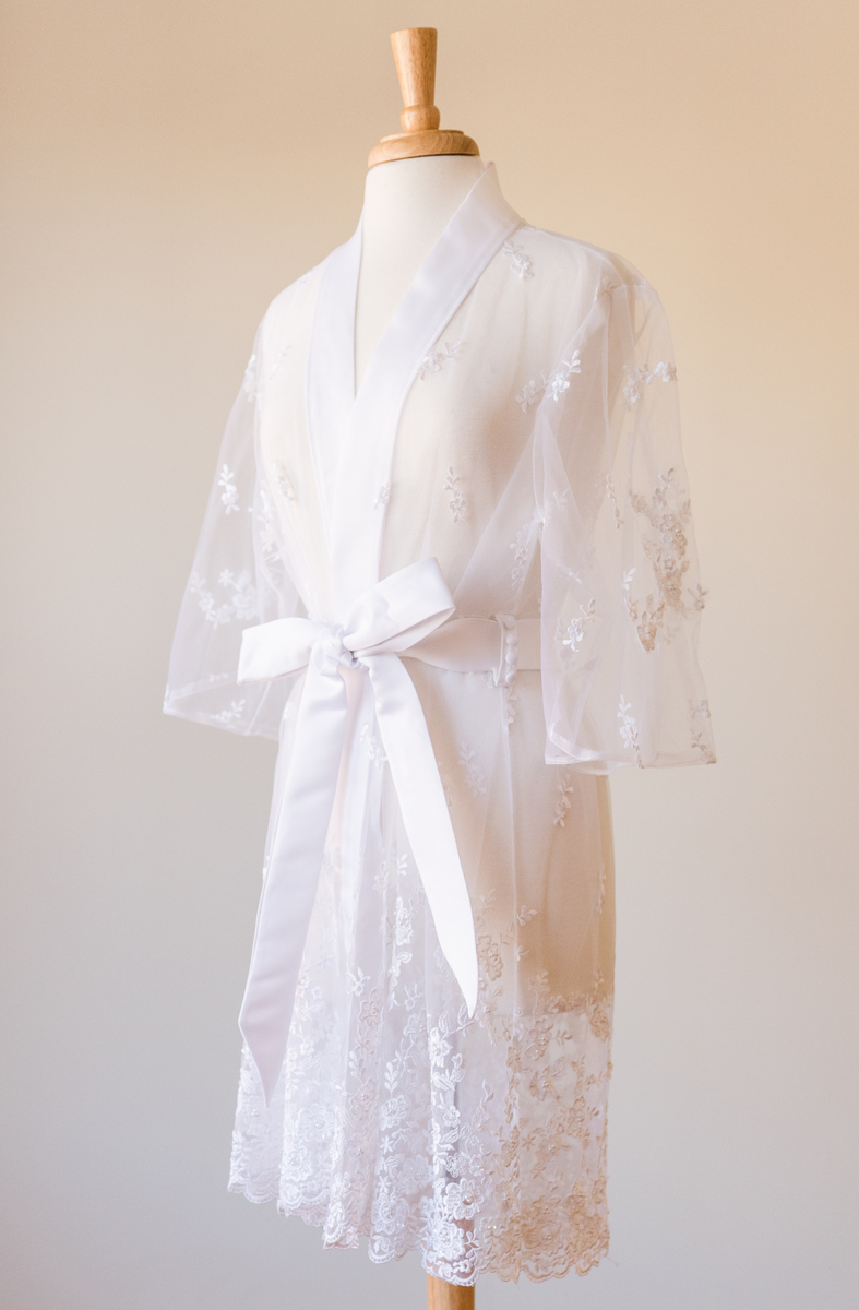 Wedding Dress Made Into a Sheer Anniversary Robe | Unbox the Dress