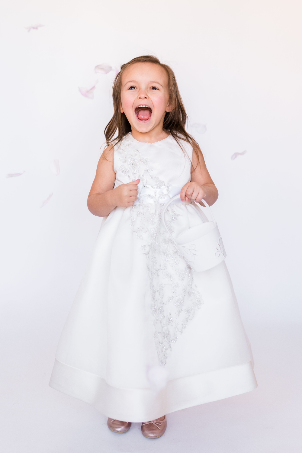 Cute Tulle Ivory White Sleeveless Flower Girls Dresses Ball Gown for l —  Bridelily